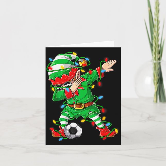 Elf Dabbing Soccer Player Christmas Dab Xmas  Card (Front)