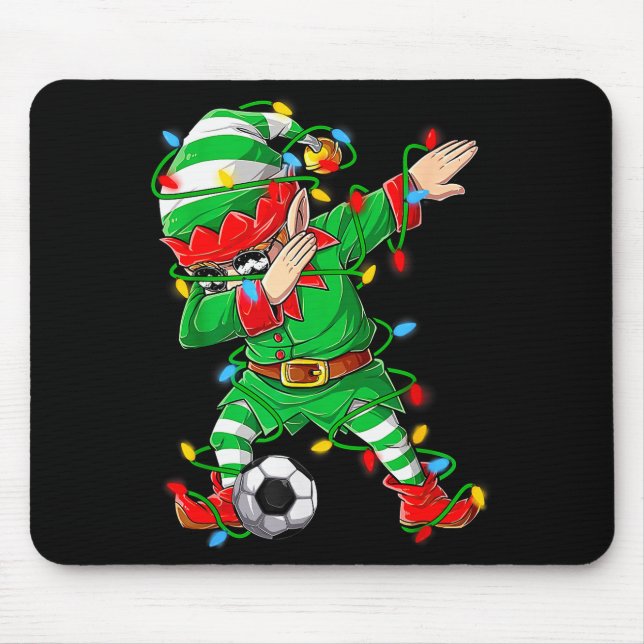 Elf Dabbing Soccer Player Christmas Dab Xmas  Mouse Pad (Front)