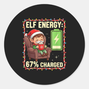Elf Energy 67 Percent Charged Christmas  Classic Round Sticker