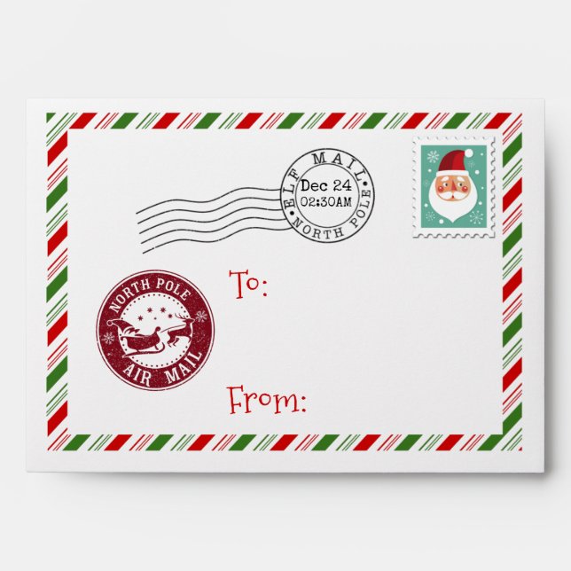Elf envelope North Pole Santa letter money wallet (Front)
