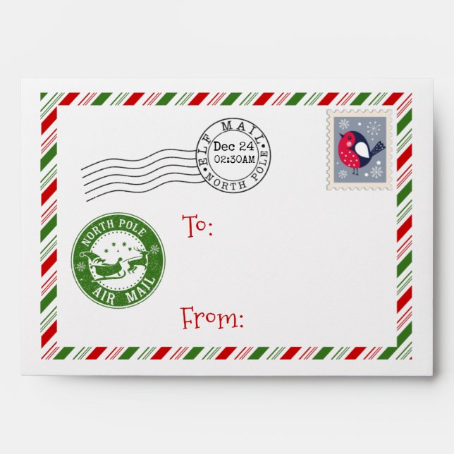 Elf envelope North Pole Santa letter money wallet (Front)