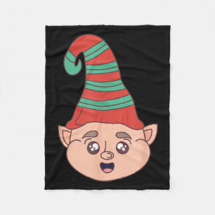 Elf Face Funny Christmas Halloween Costume Fleece Blanket