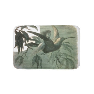 Elf Fairies Elves Moon Night Scene Bird Flying Bath Mat
