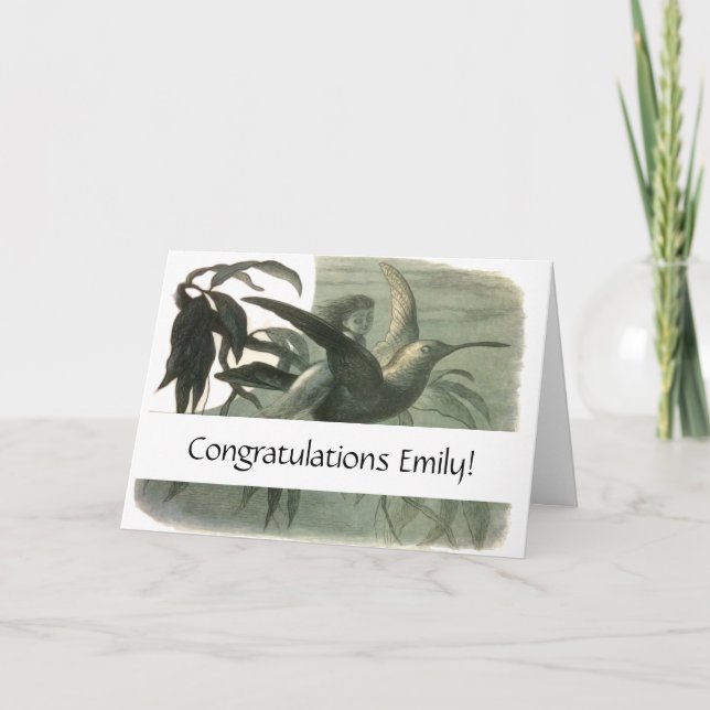 Elf Fairies Elves Moon Night Scene Bird Flying  Card (Front)