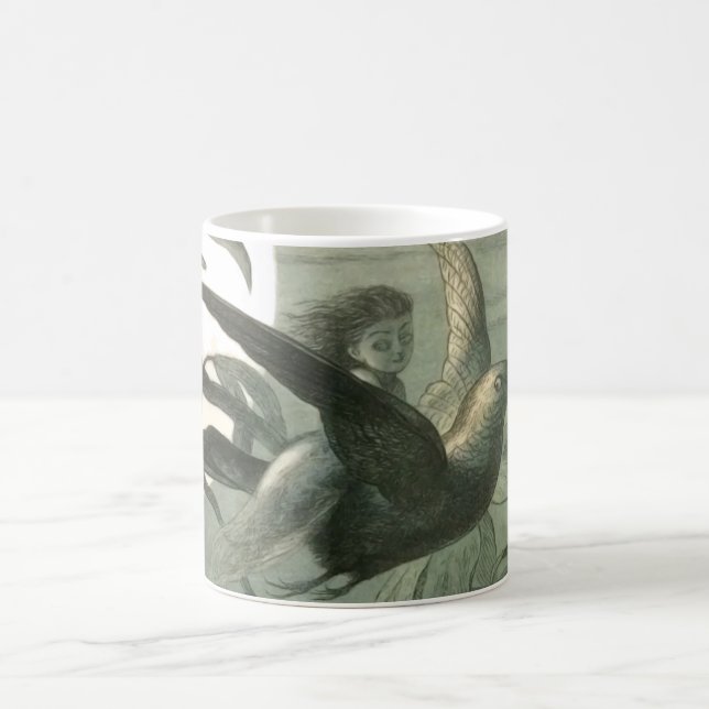 Elf Fairies Elves Moon Night Scene Bird Flying  Coffee Mug (Center)