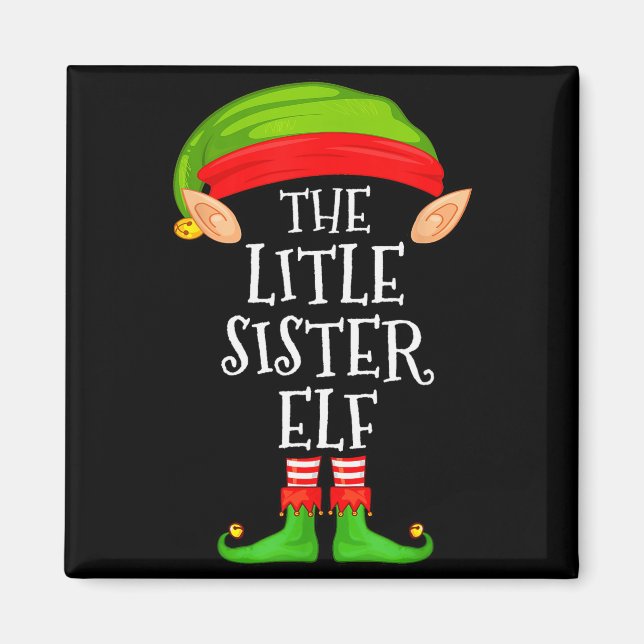 Elf Family Christmas Little Sister Elf Sweater Mat Magnet (Front)