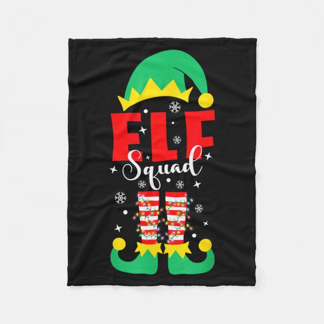 Elf Family Christmas Matching Pajamas Funny Xmas E Fleece Blanket (Front)