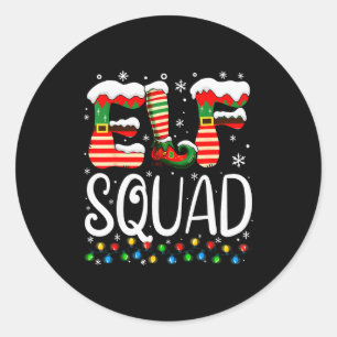 Elf Family Christmas Matching Pajamas Xmas Elf Squ Classic Round Sticker