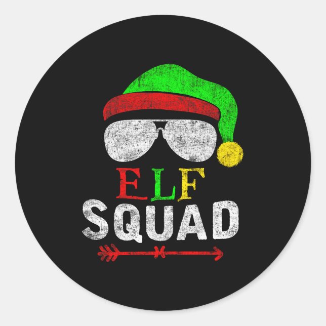 Elf Family Christmas Matching Pajamas Xmas Elf Squ Classic Round Sticker (Front)