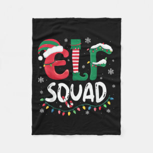 Elf Family Christmas Matching Pajamas Xmas Elf Squ Fleece Blanket