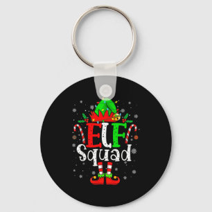 Elf Family Christmas Matching Pajamas Xmas Elf Squ Key Ring