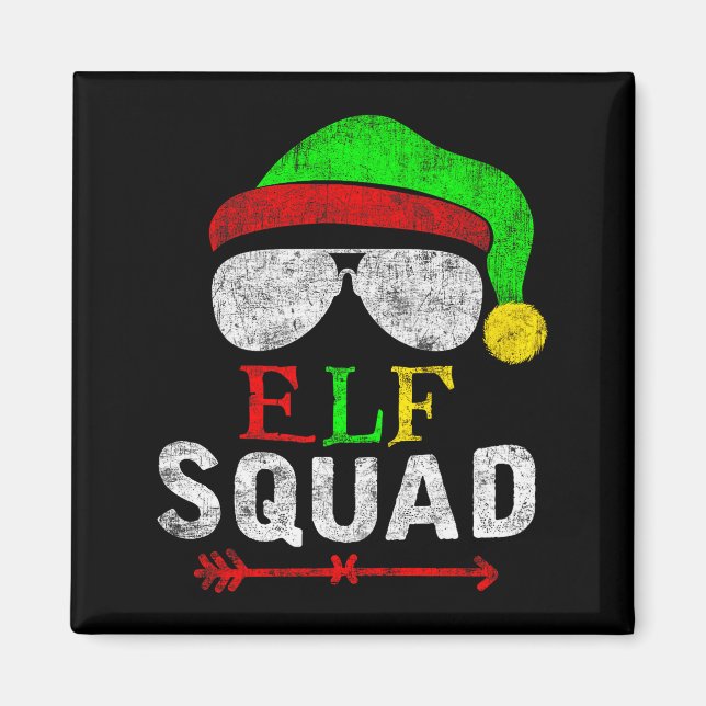Elf Family Christmas Matching Pajamas Xmas Elf Squ Magnet (Front)