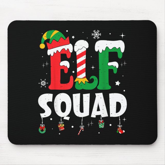 Elf Family Christmas Matching Pajamas Xmas Elf Squ Mouse Pad (Front)