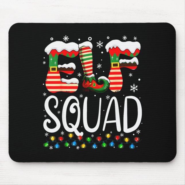 Elf Family Christmas Matching Pajamas Xmas Elf Squ Mouse Pad (Front)
