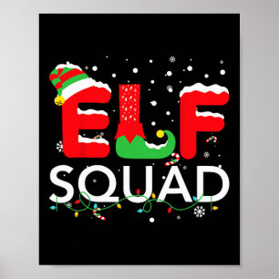 Elf Family Christmas Matching Pajamas Xmas Elf Squ Poster