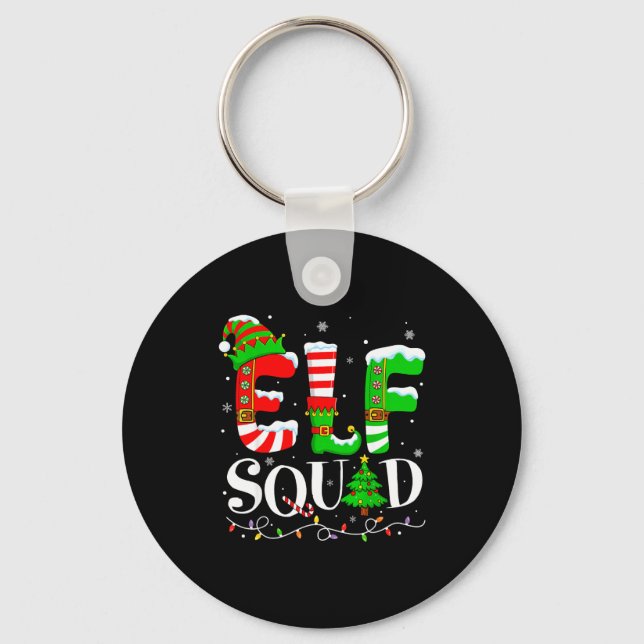 Elf Family Christmas Matching Pajamas Xmas Kids El Key Ring (Front)