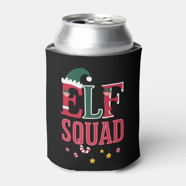 Elf Family Christmas Matching Pyjamas Elf Squad  Can Cooler (Can Front)