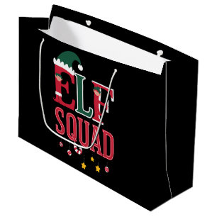Elf Family Christmas Matching Pyjamas Elf Squad Large Gift Bag
