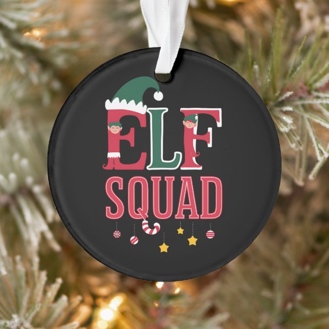 Elf Family Christmas Matching Pyjamas Elf Squad  Ornament (Tree)