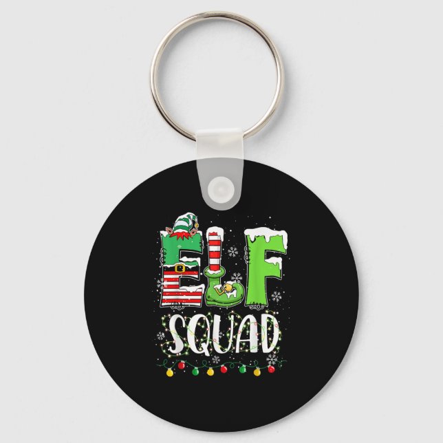 Elf Family Christmas Matching Pyjamas Funny Xmas E Key Ring (Front)