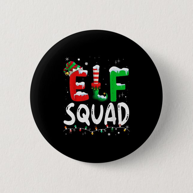 Elf Family Christmas Matching Pyjamas Xmas Elf Squ 6 Cm Round Badge (Front)