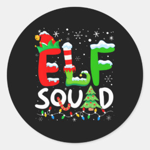 Elf Family Christmas Matching Pyjamas Xmas Elf Squ Classic Round Sticker