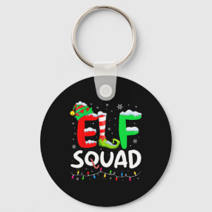 Elf Family Christmas Matching Pyjamas Xmas Elf Squ Key Ring