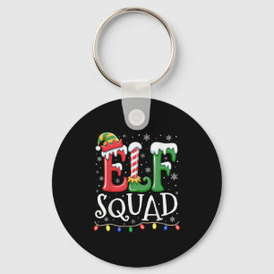 Elf Family Christmas Matching Pyjamas Xmas Elf Squ Key Ring