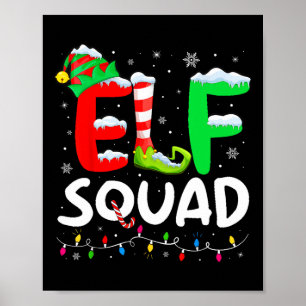 Elf Family Christmas Matching Pyjamas Xmas Elf Squ Poster
