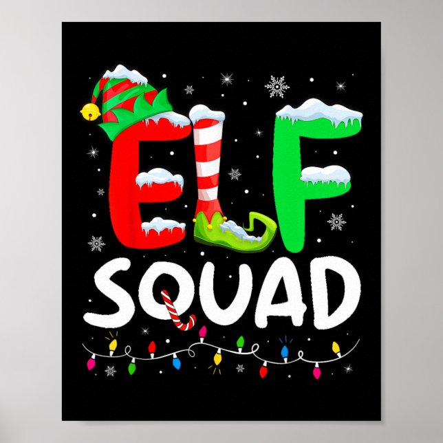 Elf Family Christmas Matching Pyjamas Xmas Elf Squ Poster (Front)