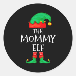 Elf Family Christmas Mommy Mom Mother Mama Elf Swe Classic Round Sticker