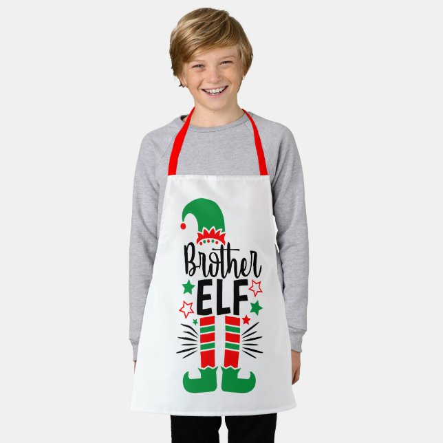 Elf Family Fun | Red and Green Brother Elf Apron (Worn)