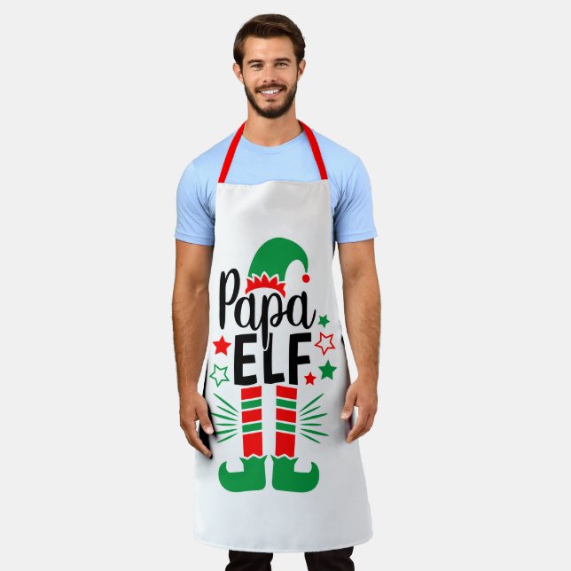 Elf Family Fun | Red and Green Papa Elf Apron (Worn)