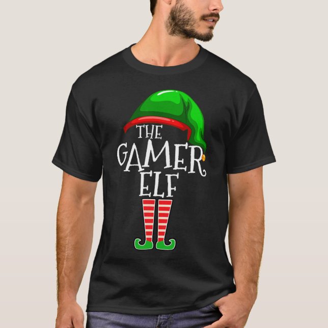 Elf Family Matching Group Christmas Gift Video Gam T-Shirt (Front)