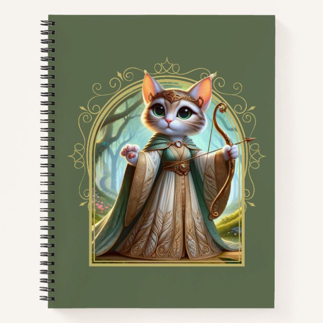 Elf Feline Fantasy Adventure Notebook (Front)