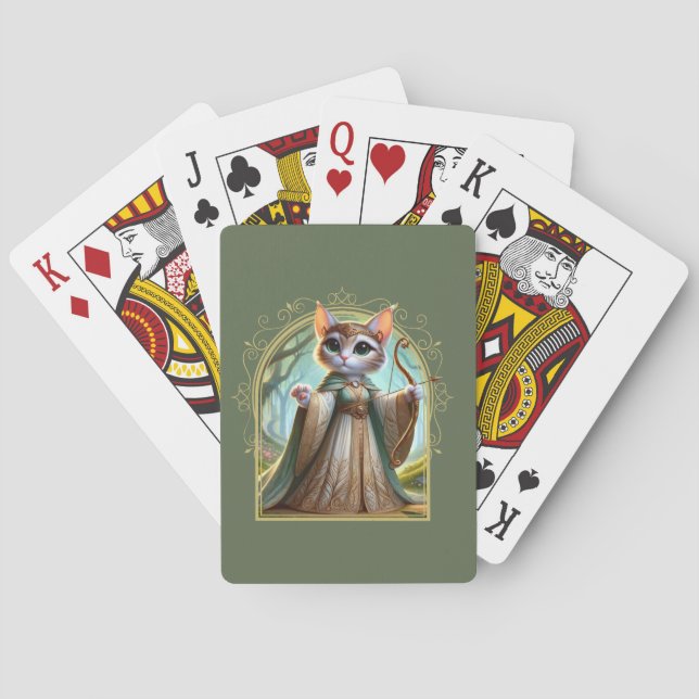 Elf Feline Fantasy Adventure Playing Cards (Back)