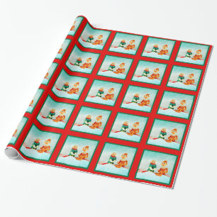 Elf First Date in Red and Green Plaid Wrapping Paper
