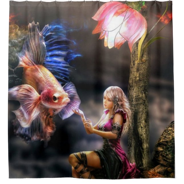 Elf Girl And Fish Shower Curtain (Front)
