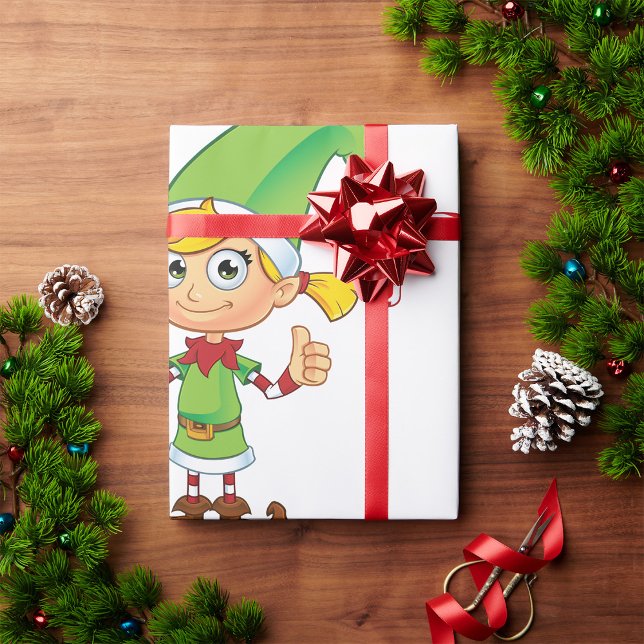 Elf Girl With Candy Cane Wrapping Paper (Creator Uploaded)