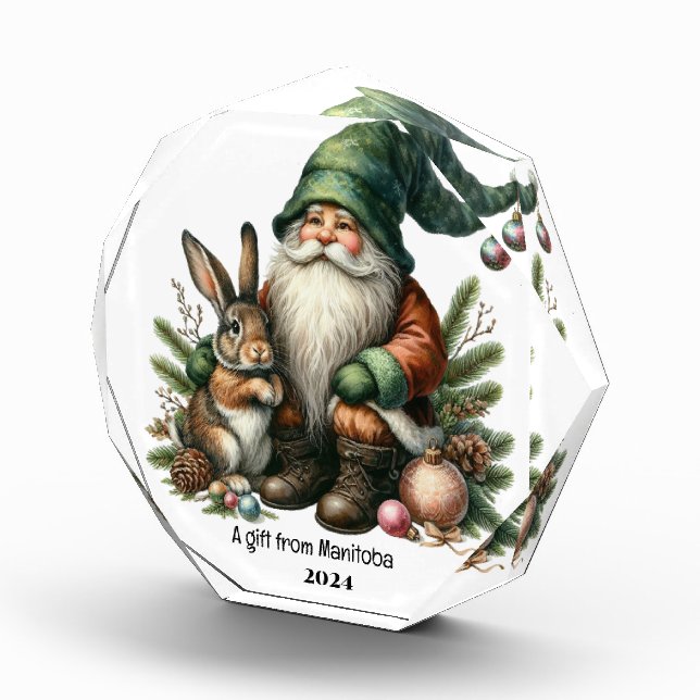Elf Gnome and Rabbit With Decorations Photo Block (Right)