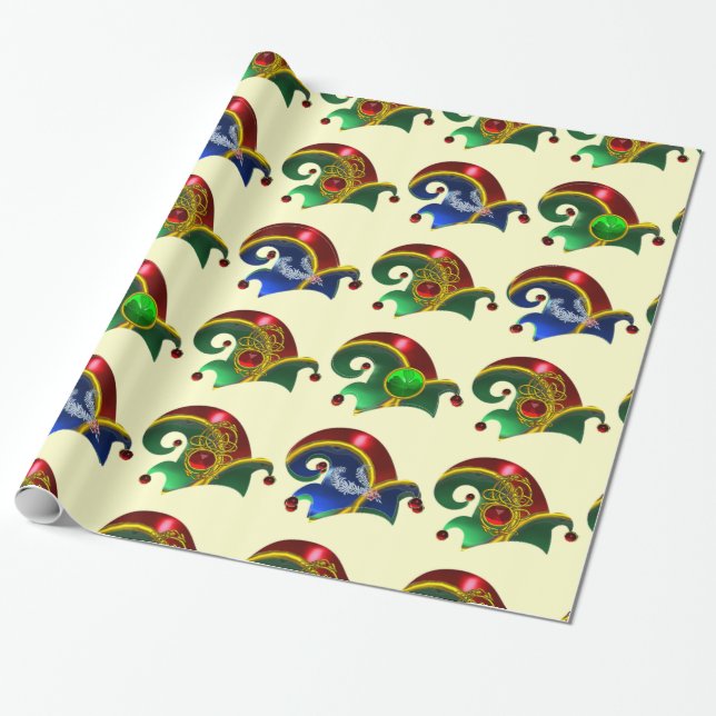ELF HATS ,SHAMROCK ,DIAMOND FEATHERS ,GOLD JEWELS WRAPPING PAPER (Unrolled)