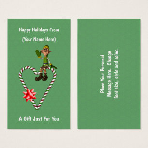 Elf Heart Christmas Holiday Gift Card Tag