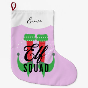 Elf Heels Squad Christmas Holiday Large Christmas Stocking