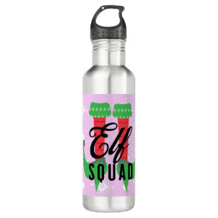 Elf Heels Squad Christmas Holiday Snowflakes Pink 710 Ml Water Bottle