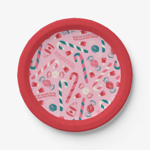 Elf Holiday Candy Pattern Paper Plate