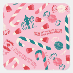 Elf Holiday Candy Pattern Square Sticker