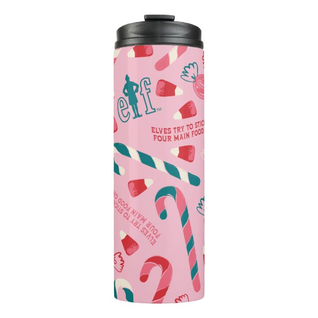 Elf Holiday Candy Pattern Thermal Tumbler (Front)