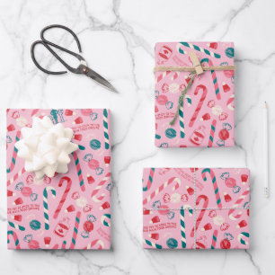 Elf Holiday Candy Pattern Wrapping Paper Sheet