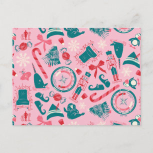 Elf Holiday Framed Icon Pattern Postcard