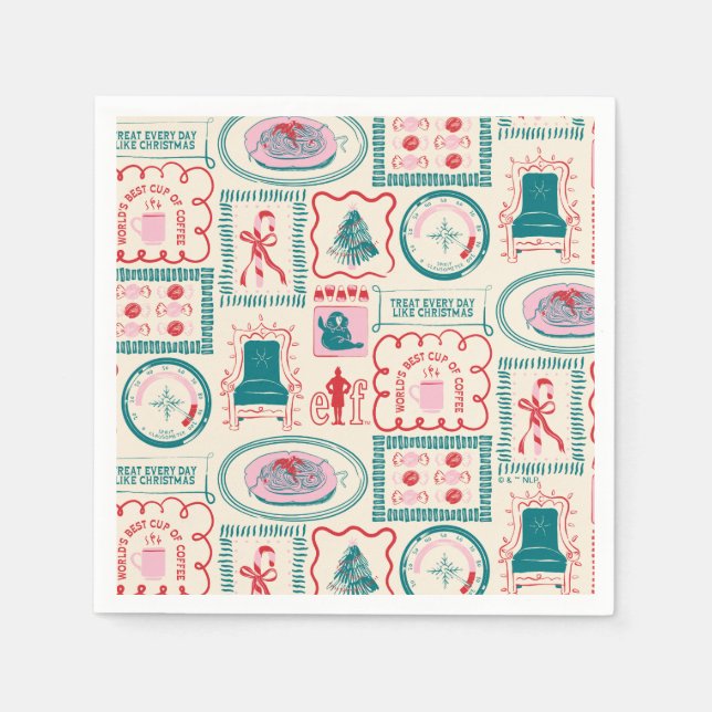 Elf Holiday Icon Pattern Napkin (Front)